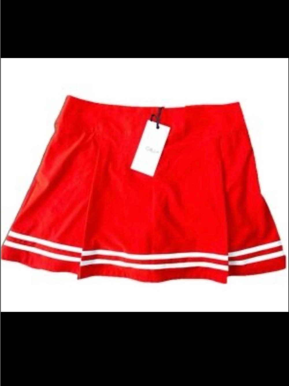 CALIA by Carrie Underwood Red Pleated Skort with White Stripe Hem